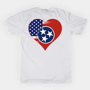 State of Tennessee Flag and American Flag Fusion Design T-Shirt